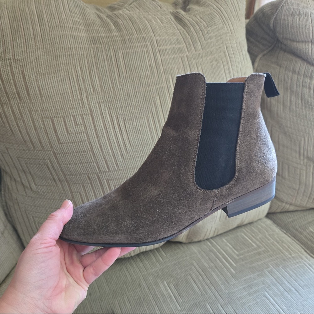 Boemos Brown Leather Ankle Boots Women's 38 (US 8) Italy 1" Block Heel Stretch
